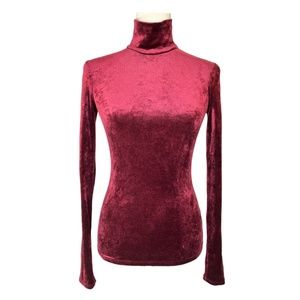 Theory Velvet Turtleneck Top Burgundy Wine EUC Size 0